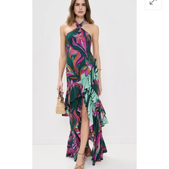 PatBO Aljezur Vibrant High Low Halter Dress Sz.0 NWT - Picture 4 of 17